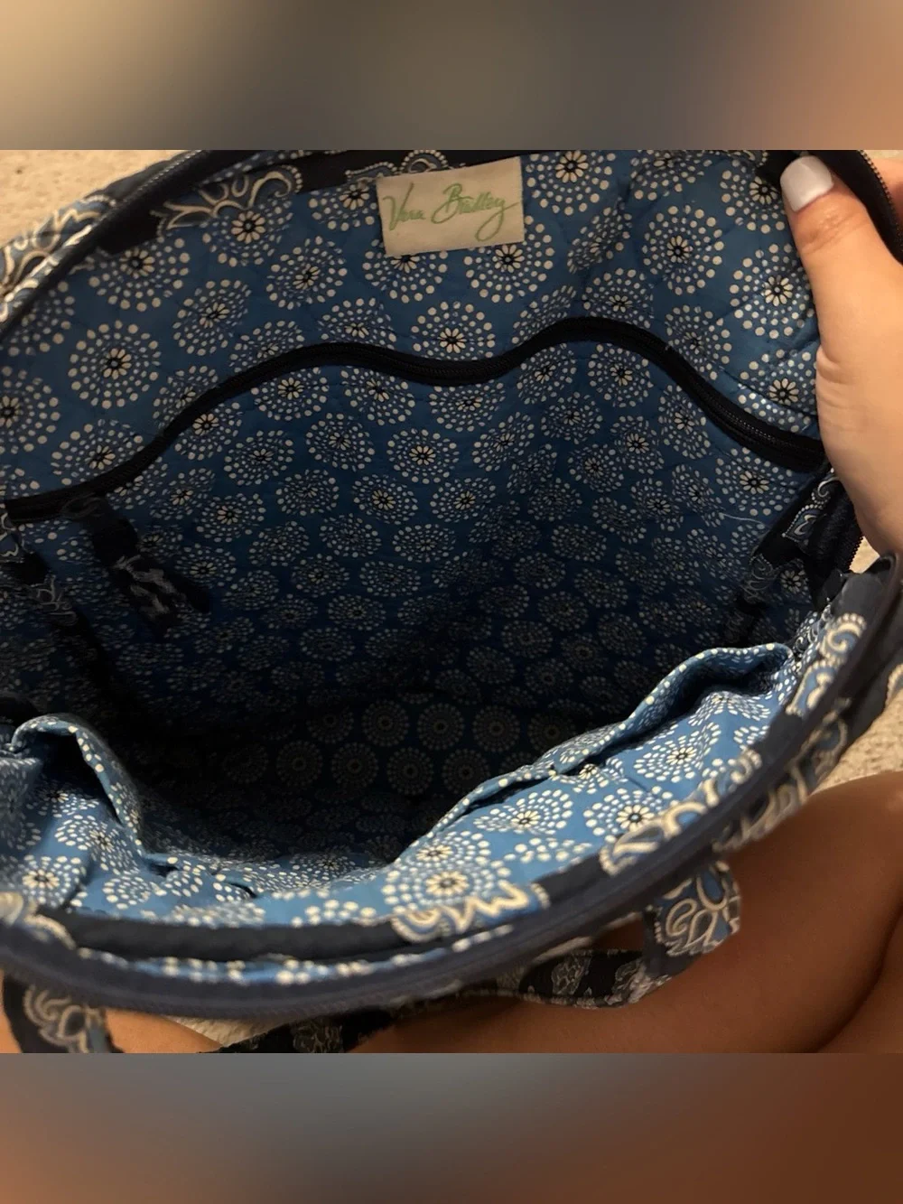 Quilted Navy Patterned Tote Bag Vera Bradley
